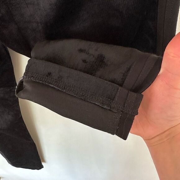 Black Velvet Star Embossed Elastic Waist Drawstring Straight Leg Tuxedo Stripe P - Picture 11 of 16